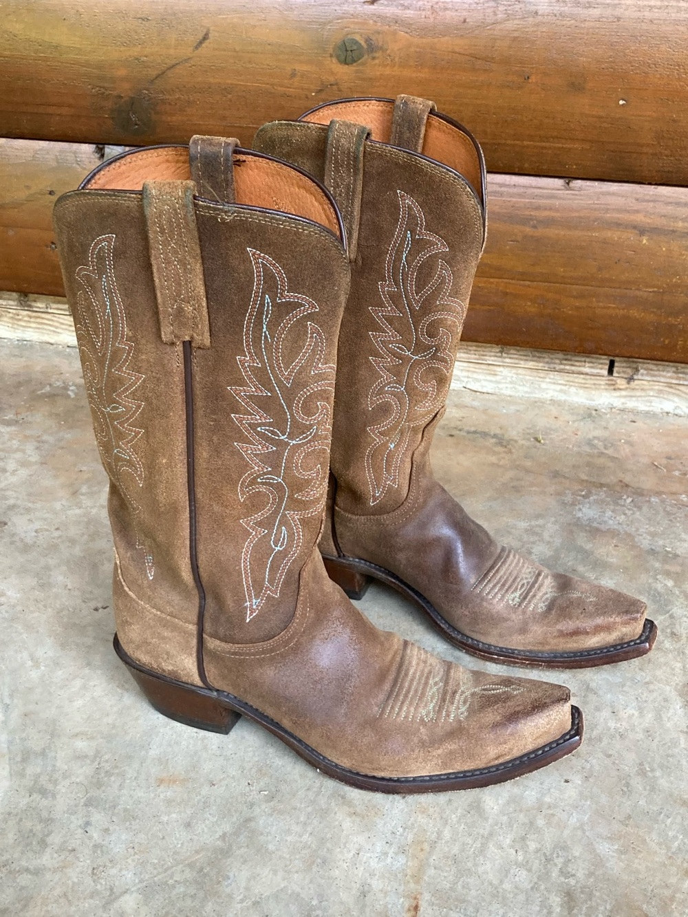 Lucchese | Suede Cowboy Boots - Picture 2 of 9